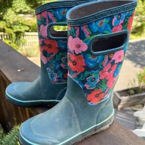 Bogs Blue and Pink Floral Boots